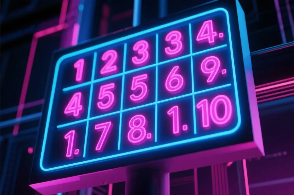 显示着1到10数字排列的高科技现代数字显示屏UI设计